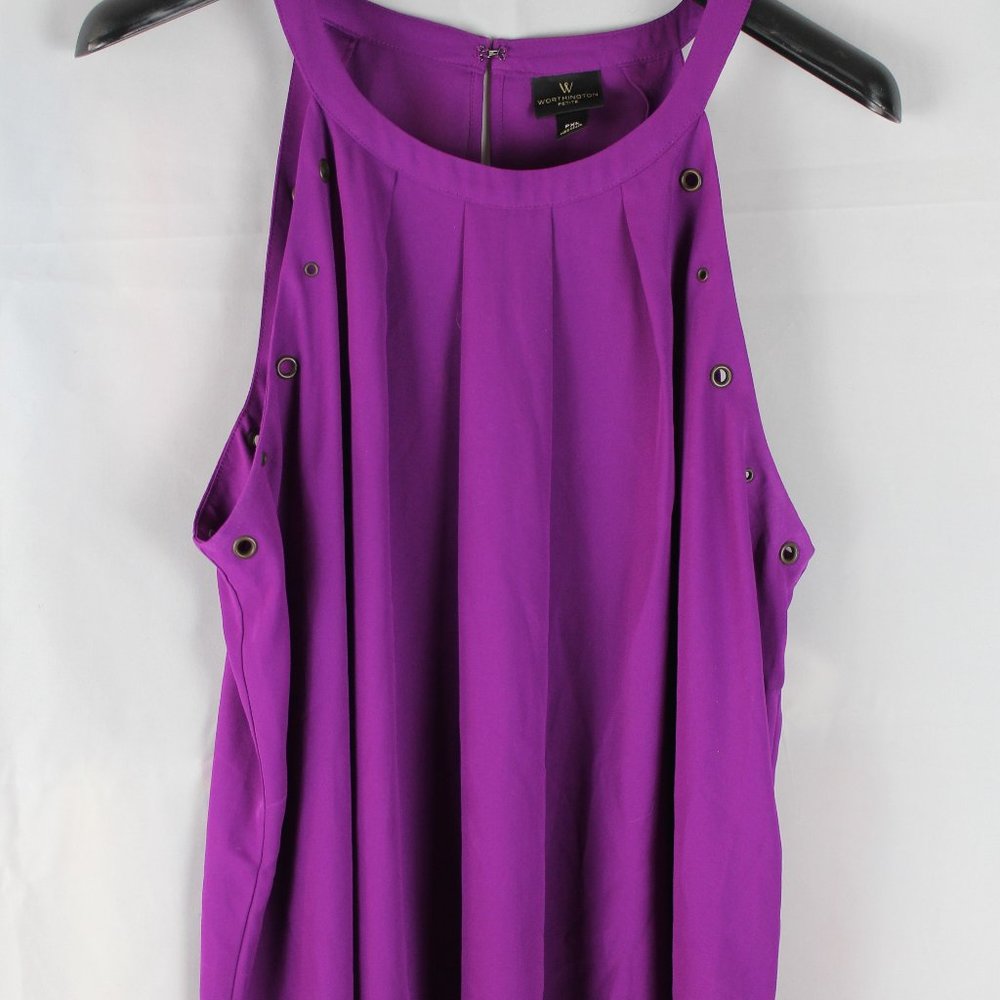 worthington purple sleeveless blouse